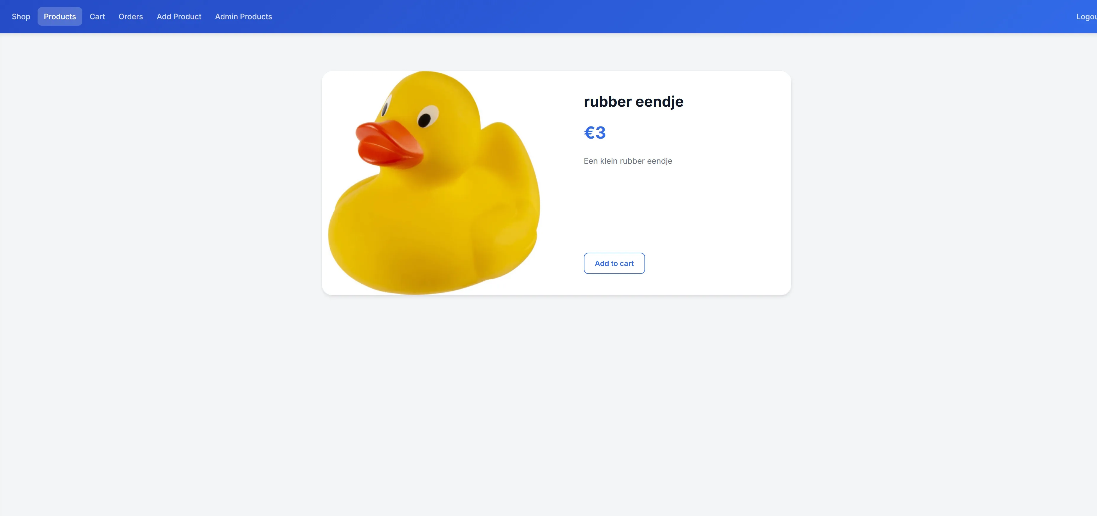 Screenshot van het Node project
